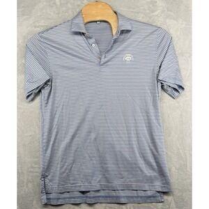 Peter Millar Blue White Striped Cotton Polo Shirt Charotte CC Men's Size M EUC
